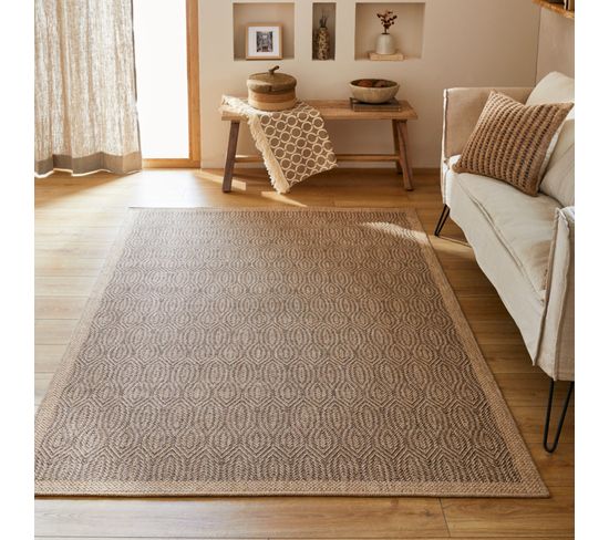 Tapis Extérieur - 200x290cm - Naturel - 100% Polypropylène Résistant Aux Uv - 1400 Gr/m2 - Rhita