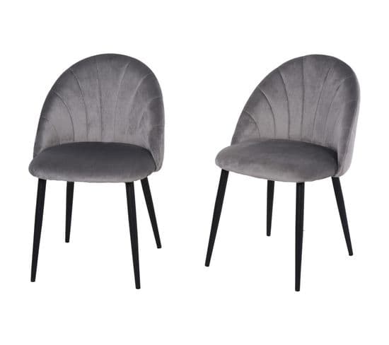 Lot De 2 Chaises Velours Isidore Grises