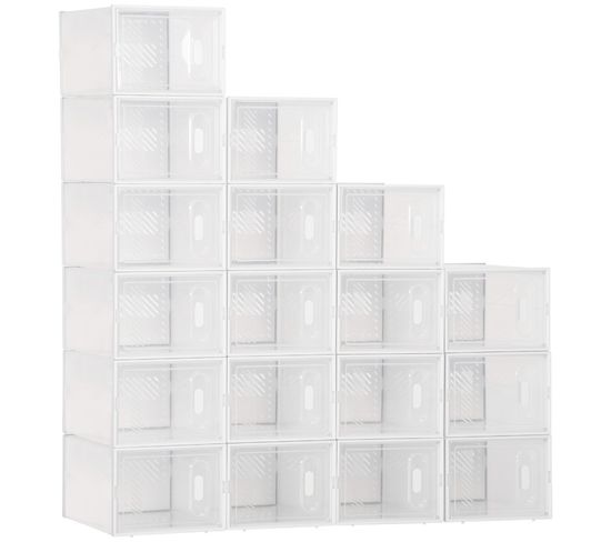 Lot De 18 Boîtes Cubes à Chaussures Lea Blanches