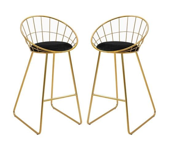 Lot De 2 Tabourets De Bar Gianni Doré Et Noir