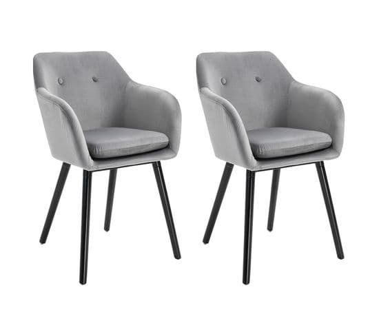 Lot De 2 Chaises Trevor Velours Gris