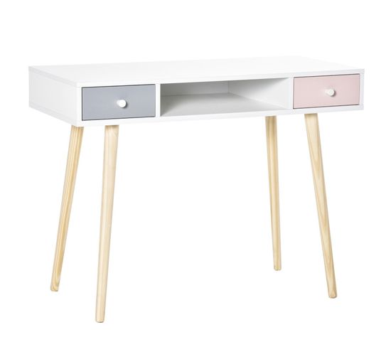 Bureau Scandinave Enfant Alix Blanc Rose Gris