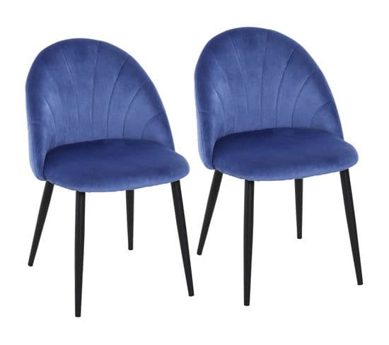 Lot De 2 Chaises Velours Art Déco Bettystown Bleues