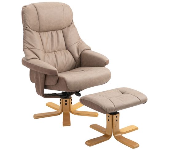Fauteuil Inclinable Avec Repose-pieds Yazz Taupe Clair