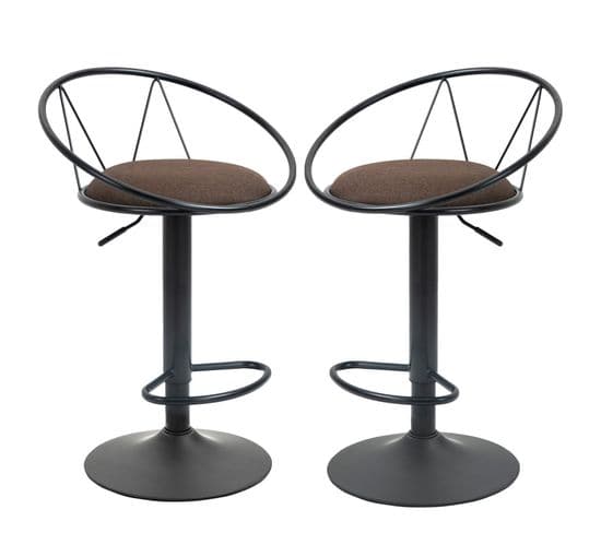 Lot De 2 Tabourets De Bar Jake Marron Et Noir