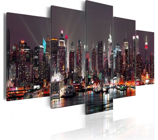 Tableau Manhattan De Nuit 200 X 100 Cm Noir