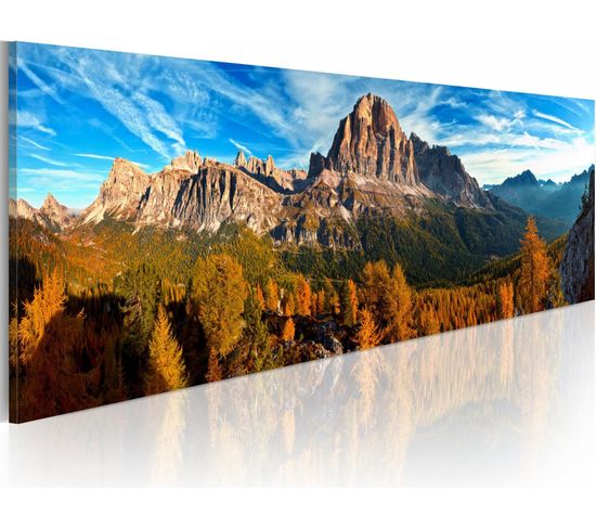 Tableau Panoramique Montagne, Paysage Panoramique 120 X 40 Cm Multicolore