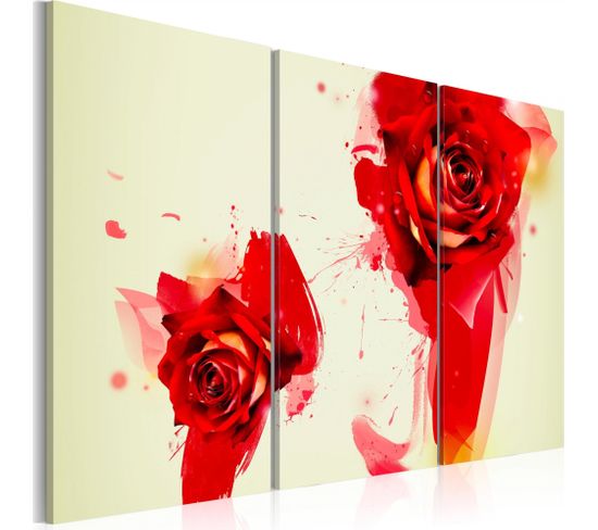 Tableau Regard Sur La Rose 60 X 40 Cm Rouge