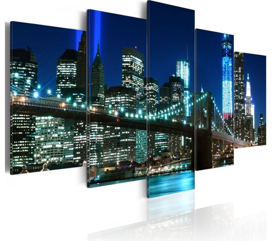 Tableau Bleu Nyc 100 X 50 Cm Noir