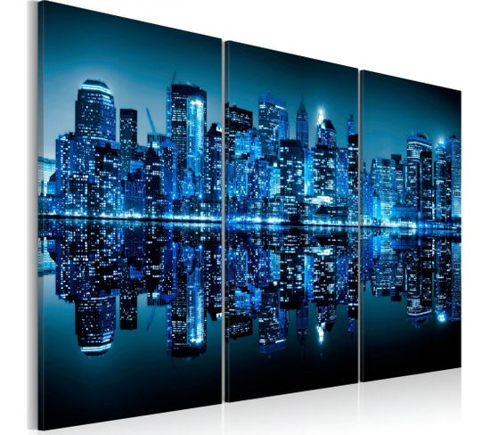 Tableau Manhattan En Bleu 60 X 40 Cm Bleu