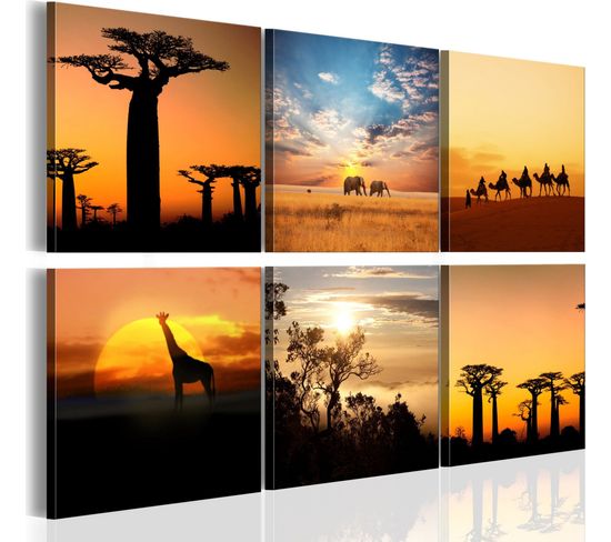 Tableau Paysages Africains 60 X 40 Cm Orange