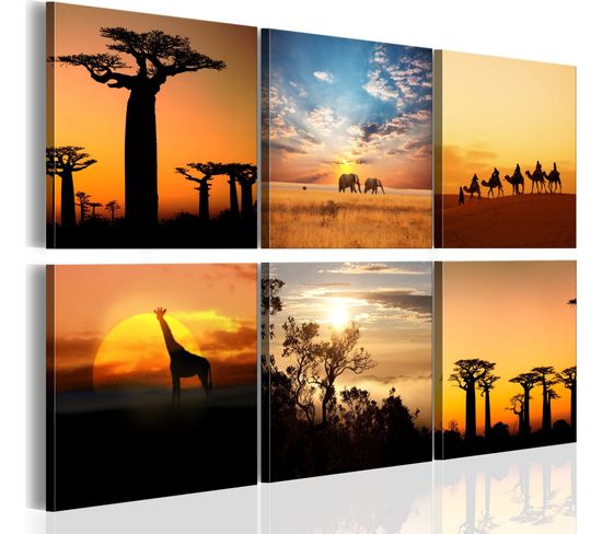Tableau Paysages Africains 120 X 80 Cm Orange