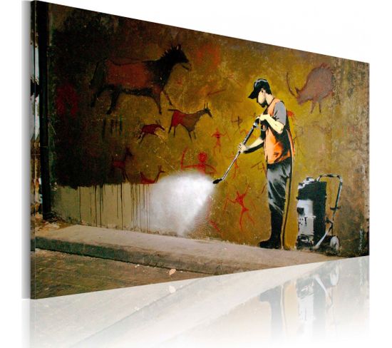 Tableau Blanchiment Des Grottes Lascaux, Banksy 60 X 40 Cm Marron