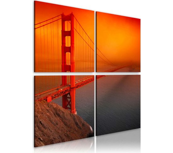 Tableau Pont Du Golden Gate San Francisco 40 X 40 Cm Orange