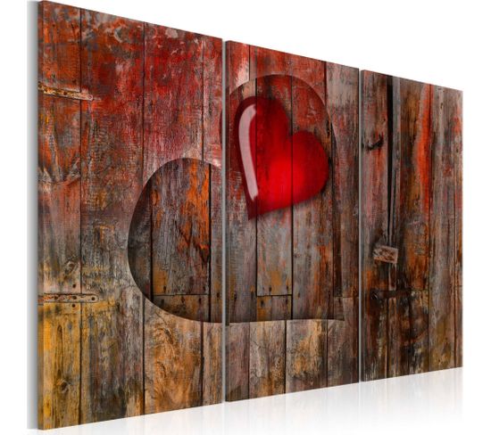 Tableau Coeur à Coeur 60 X 40 Cm Rouge
