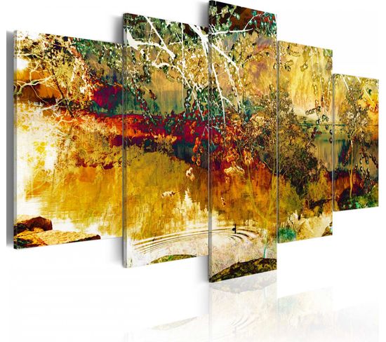 Tableau Jardin Abstraction 200 X 100 Cm Jaune