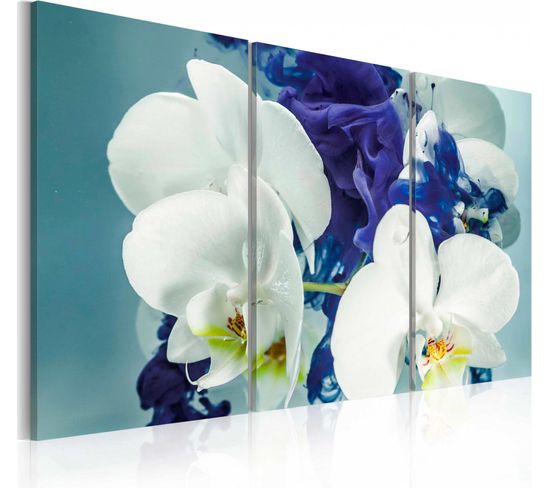 Tableau Orchidées Chimériques 120 X 80 Cm Bleu