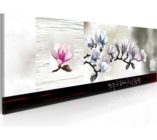 Tableau Panoramique - Magnolia Réveillée 120 X 40 Cm Blanc