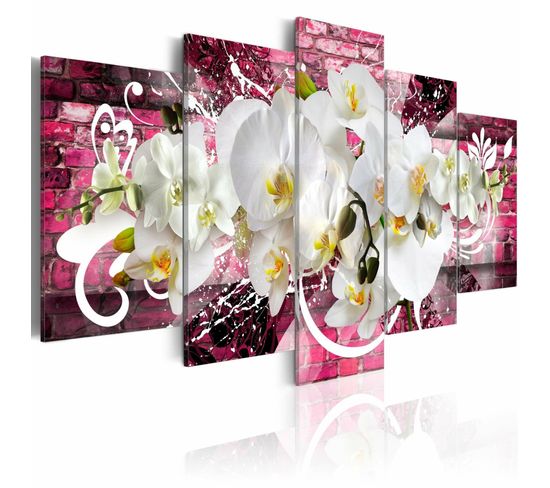 Tableau Orchidée -variantes 100 X 50 Cm Rose