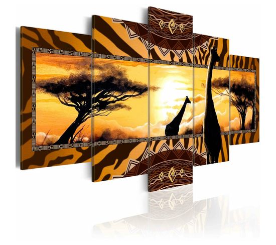 Tableau Girafes Africaines 200 X 100 Cm Jaune