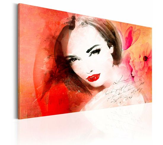 Tableau Dame Cramoisie 90 X 60 Cm Rouge