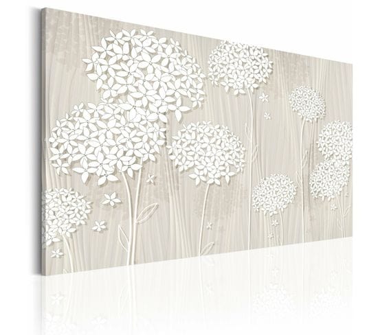 Tableau Fleurs Sous Le Vent 90 X 60 Cm Blanc