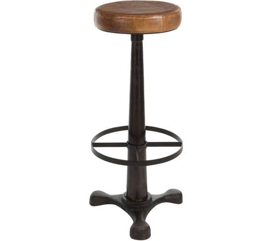 Tabouret Marron Acier 38x38x80cm