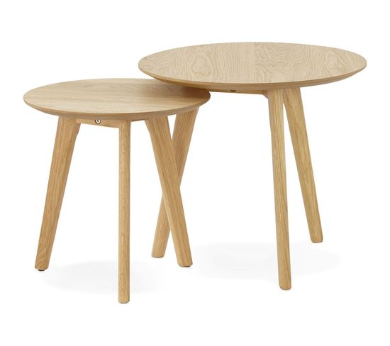 Table Gigogne Design Couleur Chêne Clair D50cm