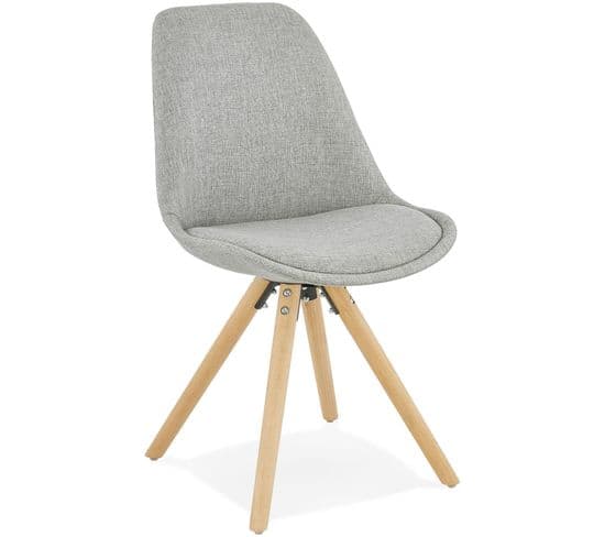 Chaise Design Nordique Assise Rembourrée Gris Pieds Bois Clair