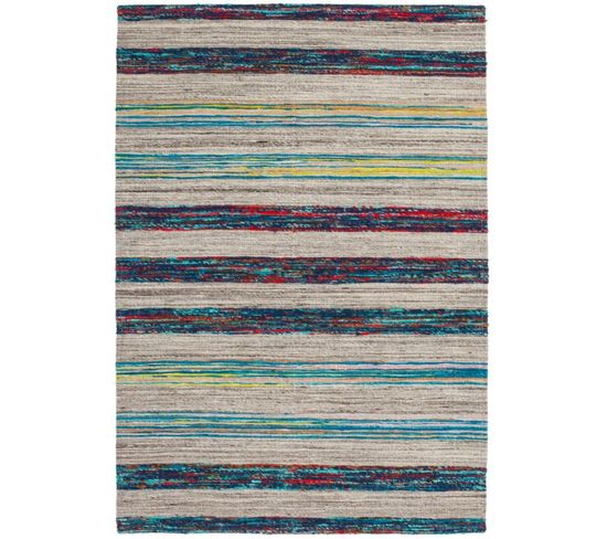 Tapis Fait Main Duarte 210 Natural Bleu 120 X 170 Cm Beige