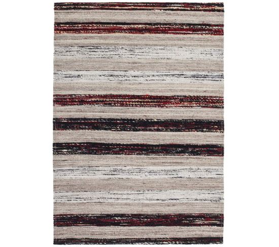 Tapis Fait Main Duarte 210 Noir Blanc 80 X 150 Cm Gris