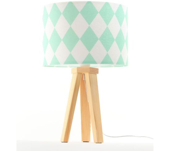 Lampe De Chevet Bois Vert 30x30x46cm