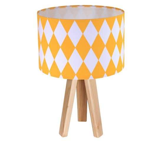 Lampe De Chevet Bois Orange 30x30x46cm