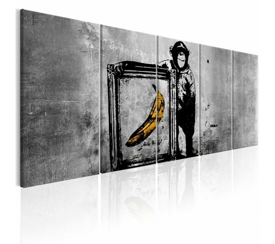 Tableau Singe Banksy Avec Cadre 200 X 80 Cm Gris