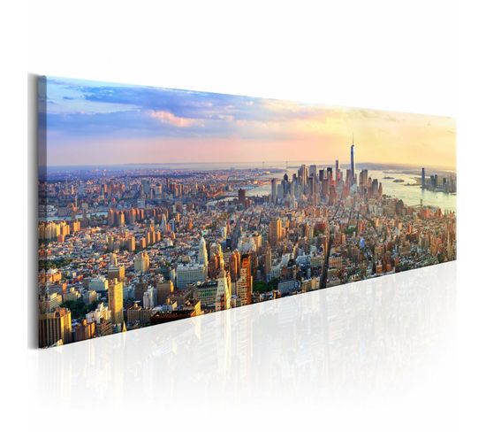 Tableau Panorama New-yorkais 150 X 50 Cm Gris