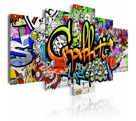 Tableau Graffitis Artistiques 200 X 100 Cm Multicolore