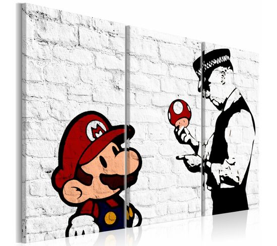 Tableau Mario Bros Banksy Ii 120 X 80 Cm Blanc