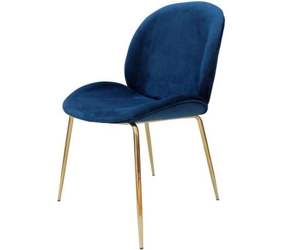 X2 Chaises Charlize Gold Bleu