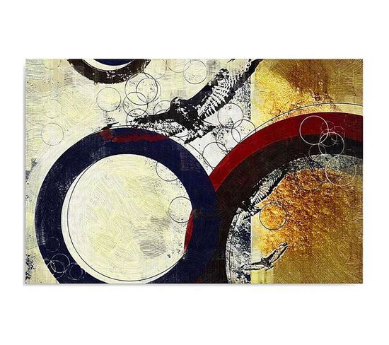 Tableau Roues D'abstraction 100 X 70 Cm Jaune