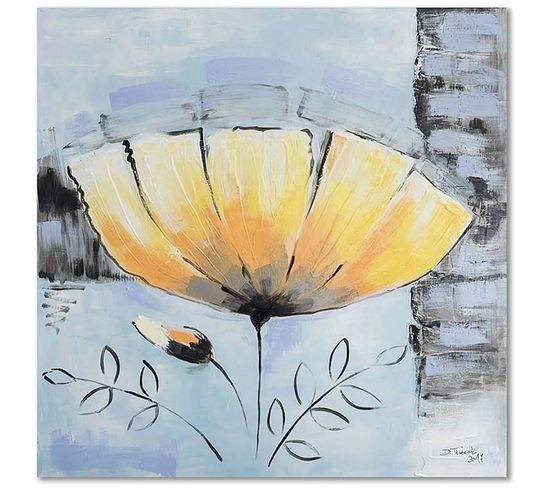 Tableau Fleur Jaune 30 X 30 Cm Jaune