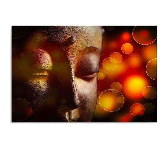 Tableau Visage De Bouddha 2 80 X 60 Cm Marron