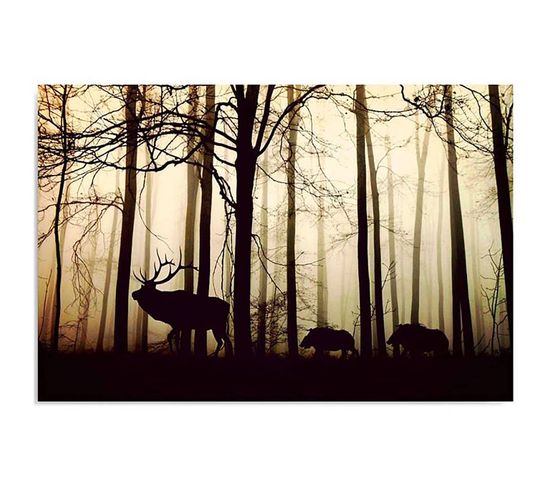 Tableau Les Animaux Dans La Forêt 120 X 80 Cm Marron