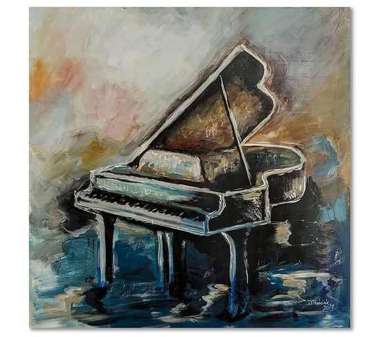 Tableau Piano 90 X 90 Cm Bleu