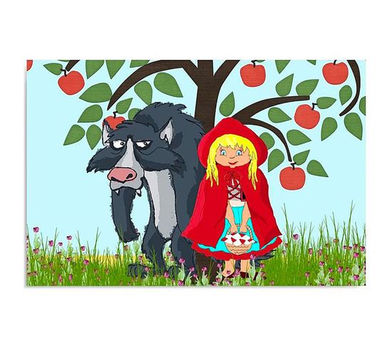 Tableau Le Petit Chaperon Rouge 40 X 30 Cm Rouge