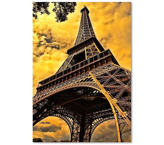 Tableau Tour Eiffel 7 50 X 70 Cm Marron