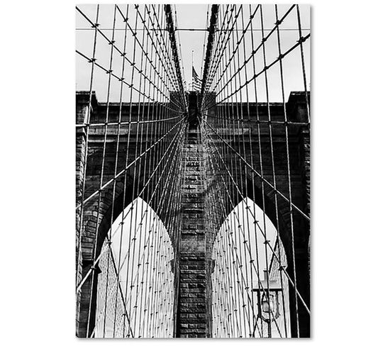 Tableau Pont Brooklyn 60 X 80 Cm Noir