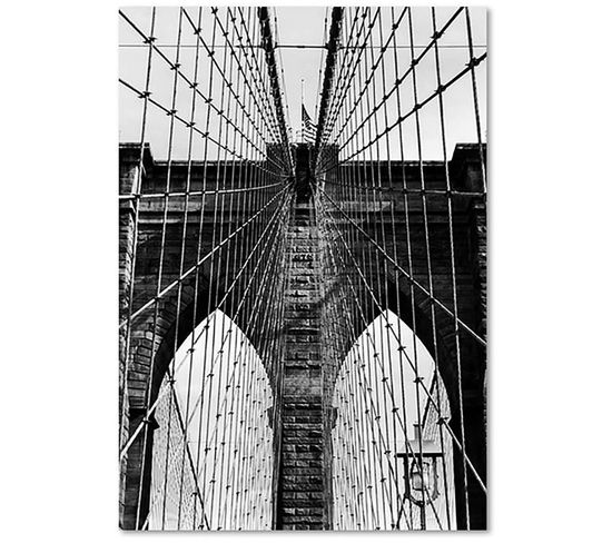 Tableau Bois Pont Brooklyn 80 X 120 Cm Noir