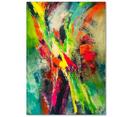 Tableau Bois 73 Abstraction 60 X 80 Cm Multicolore