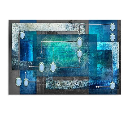 Tableau Bois Intérieur Abstrait 120 X 80 Cm Bleu