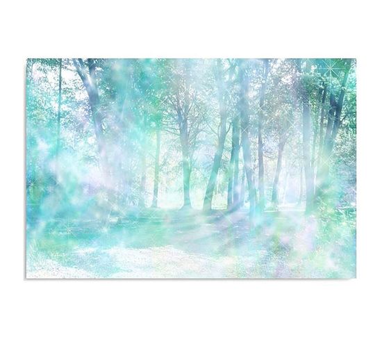 Tableau Bois Forêt Au Soleil 120 X 80 Cm Bleu